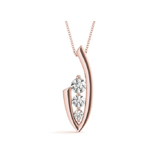 Contemporary Three Stone Diamond Pendant