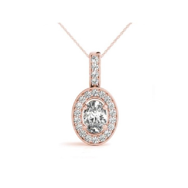 Pave Diamond Oval Halo Pendant