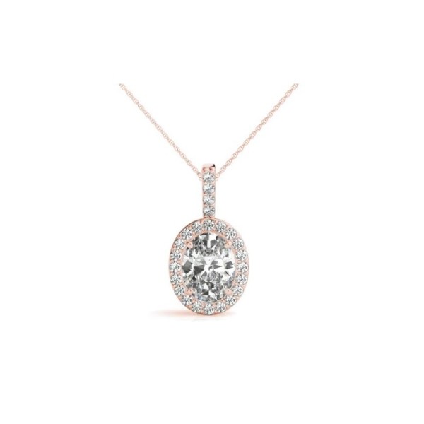 Oval Halo Diamond Pendant