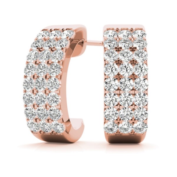 Three Row Diamond Pave Earrings