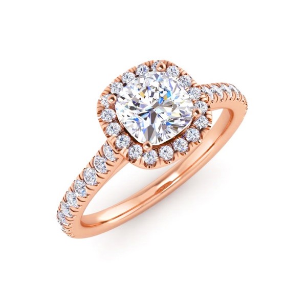 Cathedral Style Cushion Halo Engagement Ring