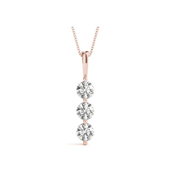 Shared Prong Three Stone Diamond Pendant