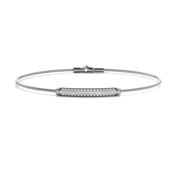 Wide Diamond Bar Accent Wire Bracelet