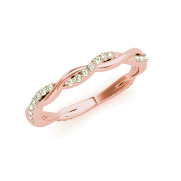 Single Row Twisted Diamond Wedding Band