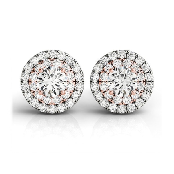 Classic Round Double Halo Stud Earrings