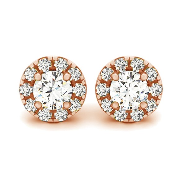 Classic Round Halo Diamond Earrings