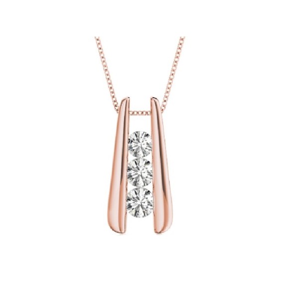 Diamond Bar Three Stone Pendant