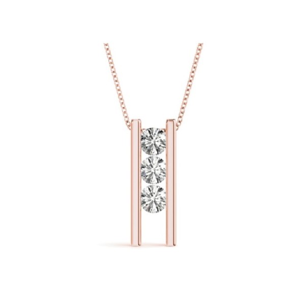 Bar Diamond Three Stone Pendant