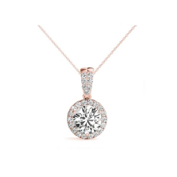 Round Pave Diamond Halo Pendant