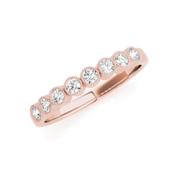 Eight Stone Bezel Set Diamond Band with Milgrain Details