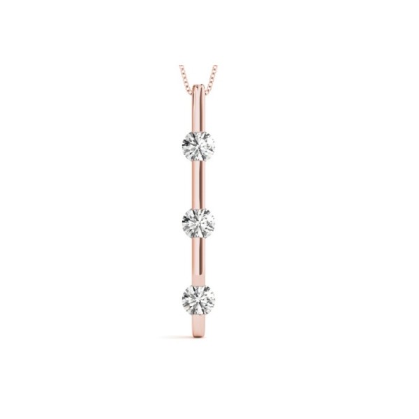 Bar Style Three Stone Diamond Pendant