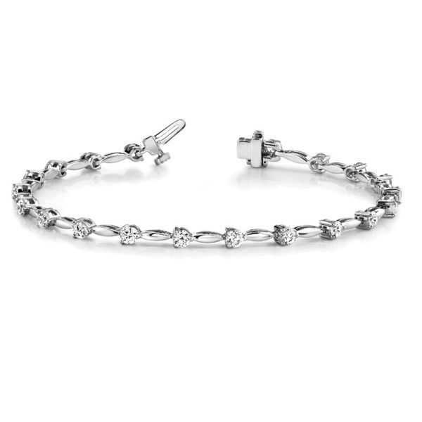 Three Prong and Fancy Bar Tennis Bracelet