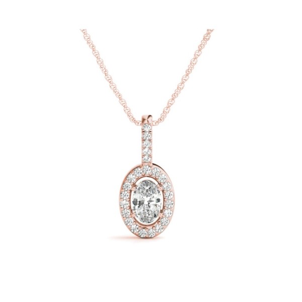 Oval Diamond Halo Pendant