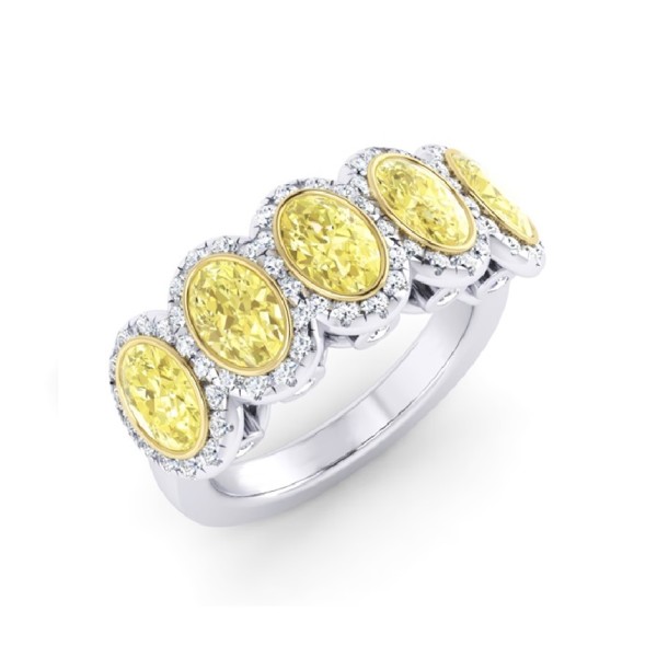 Yellow Diamond Halo Band