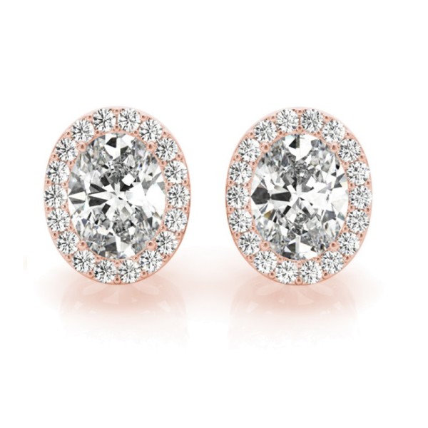 Oval Halo Diamond Earrings