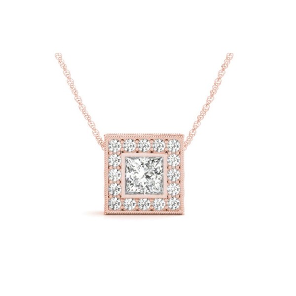 Princess Halo Diamond Pendant
