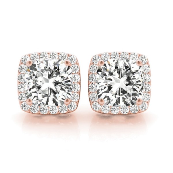 Cushion Cut Diamond Halo Earrings