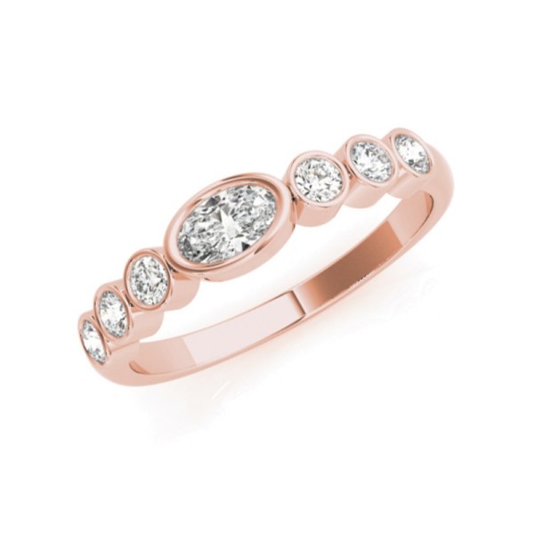 Oval and Round Bezel Set Diamond Band
