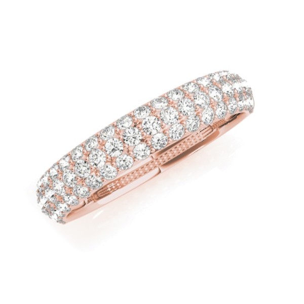 Triple Row Diamond Wedding Band