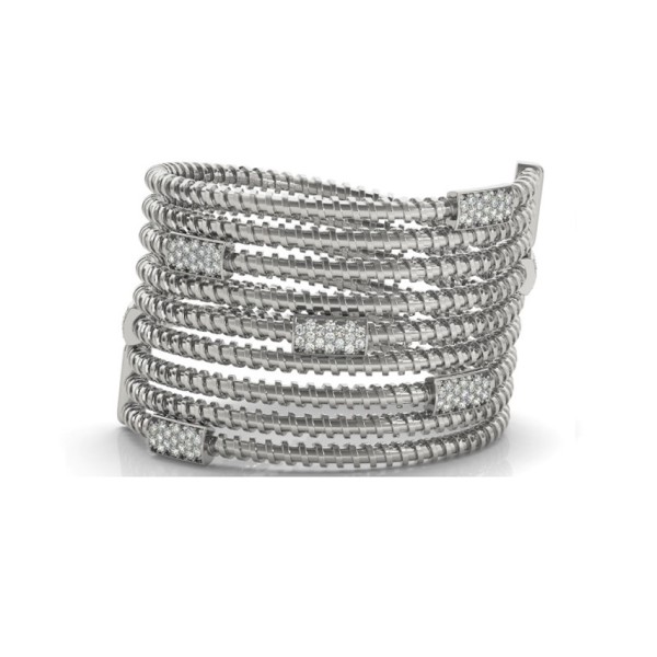 Fancy Twist Wire Bracelet with Diamond Bar Stations