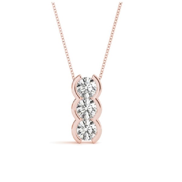 Bezel Set Three Stone Diamond Pendant