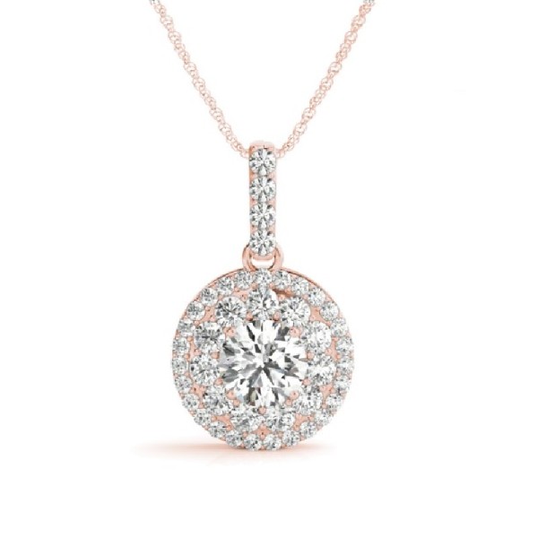 Round Double Halo Diamond Pendant
