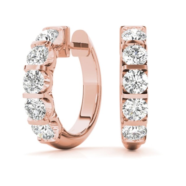 5 Stone Diamond Huggie Earring