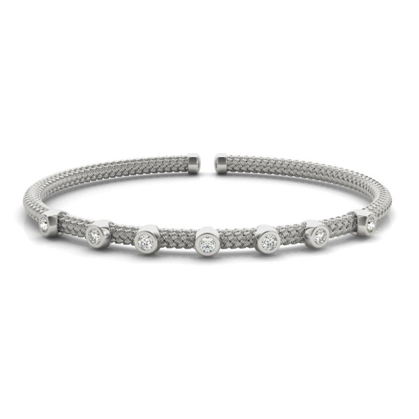 Woven Cuff Bracelet with Diamond Stations