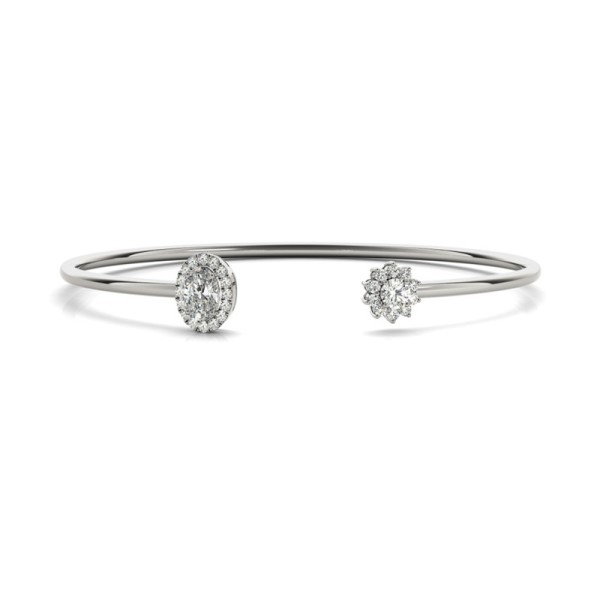 Open Cuff Bracelet with Halo Stations
