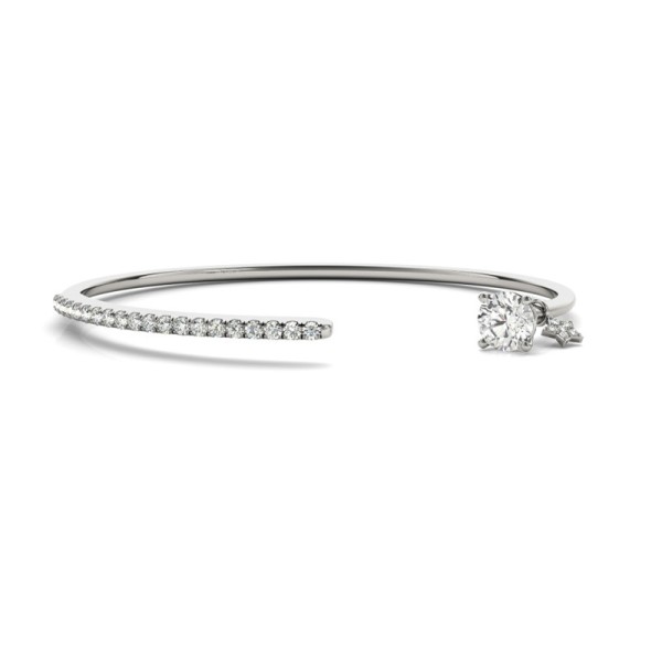 Oval Diamond Fancy Open Cuff Bracelet