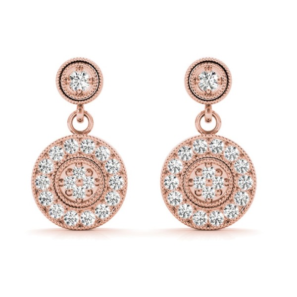 Cluster Round Halo Diamond Earrings