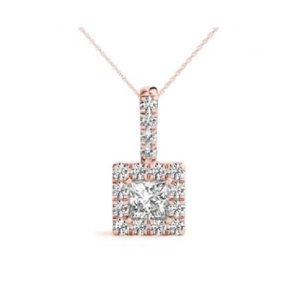 Princess Halo Diamond Pendant