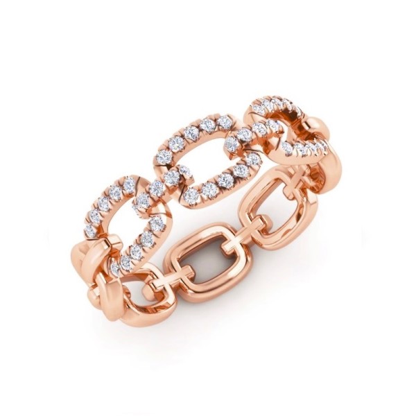 Stackable Band With 3 Diamond Links