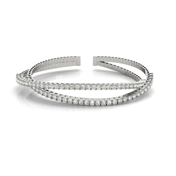 Cross Over Diamond Cuff Bracelet