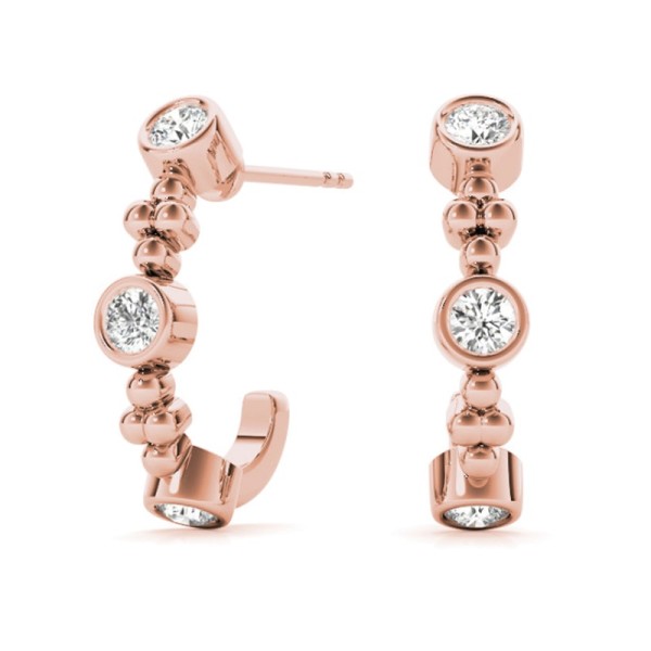 Bezel Set Diamond Half Hoop Earrings