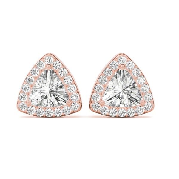 Trillion Halo Diamond Stud Earrings