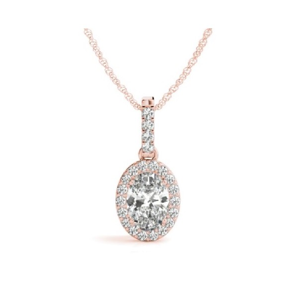 Oval Halo Diamond Pendant