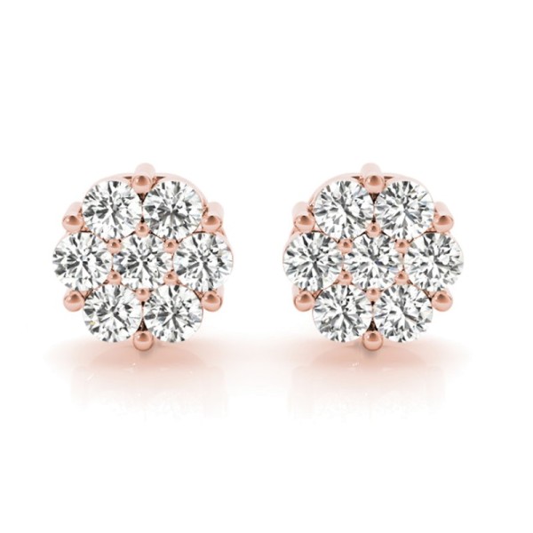 Round Diamond Cluster Earrings