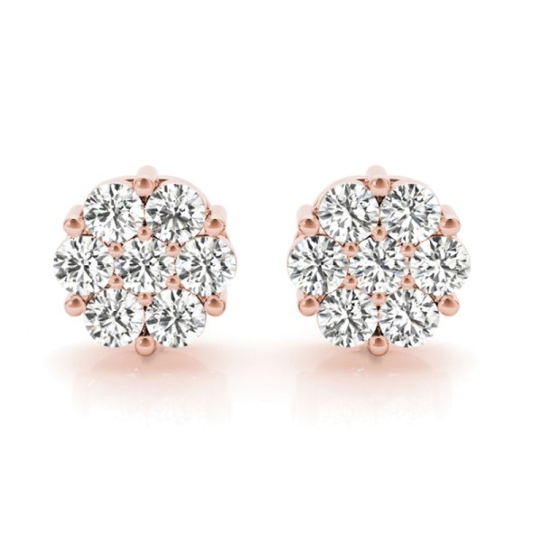 Round Diamond Cluster Earrings