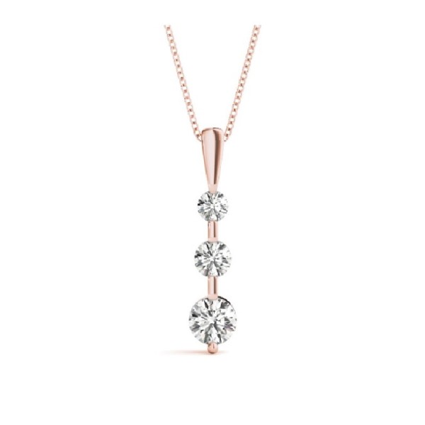 Bar Three Stone Diamond Necklace