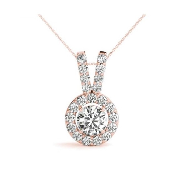 Fancy Round Halo Diamond Pendant
