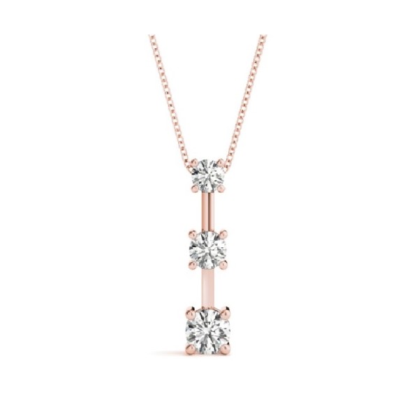 Bar Style Three Stone Diamond Pendant