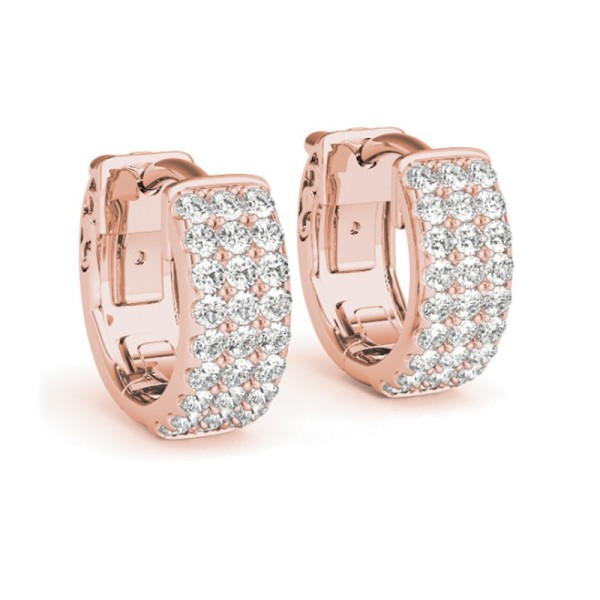 Triple Row Diamond Hoop Earrings