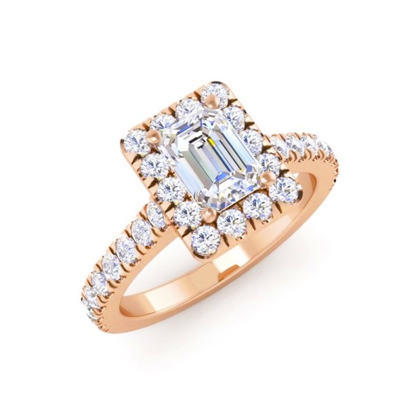 Emerald Cut Diamond Halo Engagement Ring