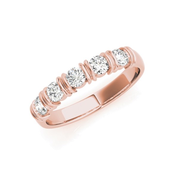 Five Stone Double Bar Diamond Wedding Band