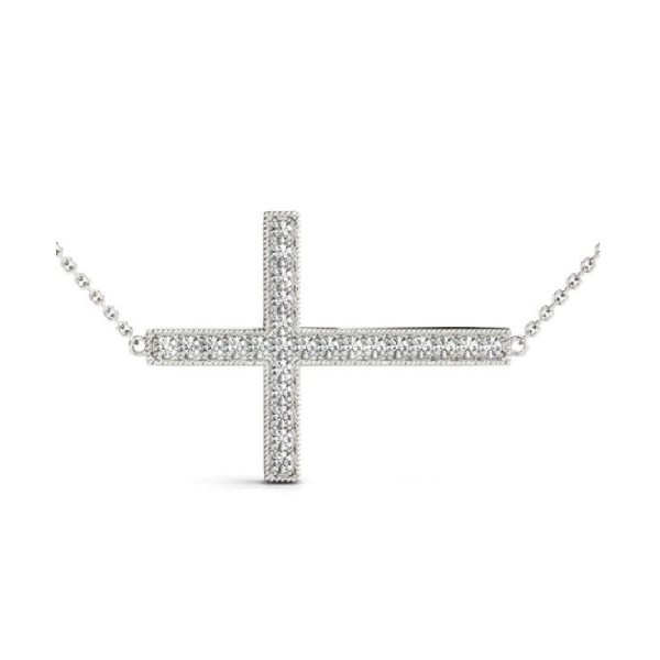 Sideways Diamond Cross Pendant