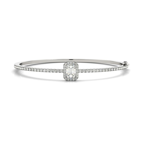 Emerald Halo Diamond Bangle Bracelet
