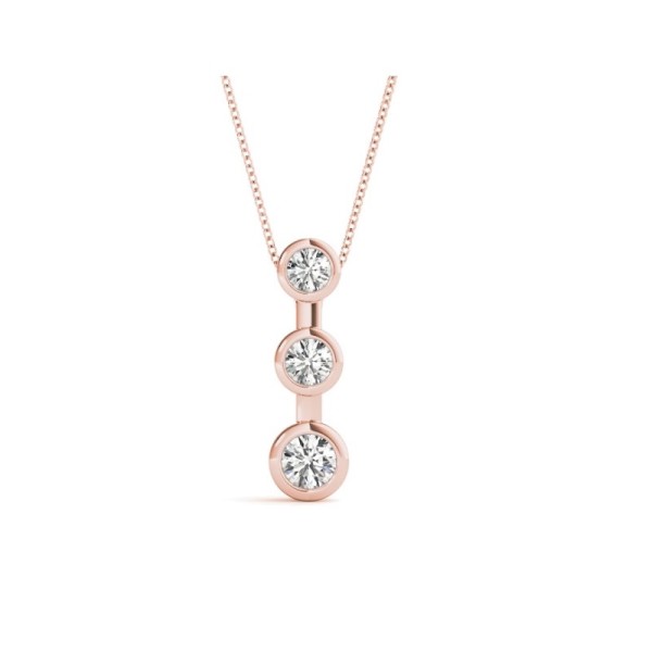 Bezel Set Three Stone Diamond Pendant
