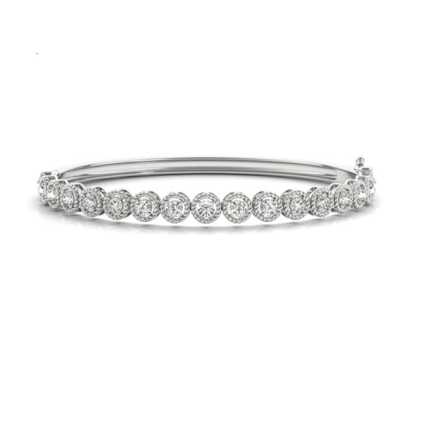 Fancy Bezel Diamond Bangle Bracelet