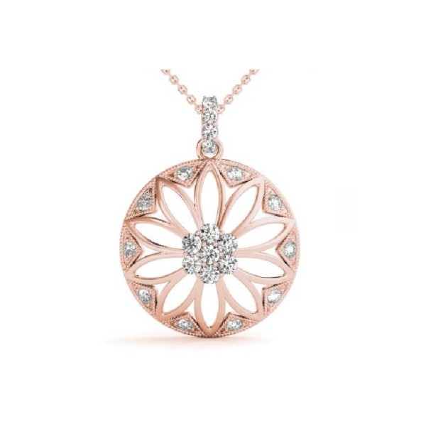 Round Floral Inspired Diamond Pendant